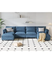 Streamdale Furniture 141.5" U-Shaped Sofa Couch with Ottoman & Pockets