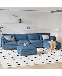 Streamdale Furniture 141.5" U-Shaped Sofa Couch with Ottoman & Pockets