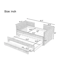 Streamdale Furniture Twin Upholstered Daybed with Trundle & Storage, Linen Fabric