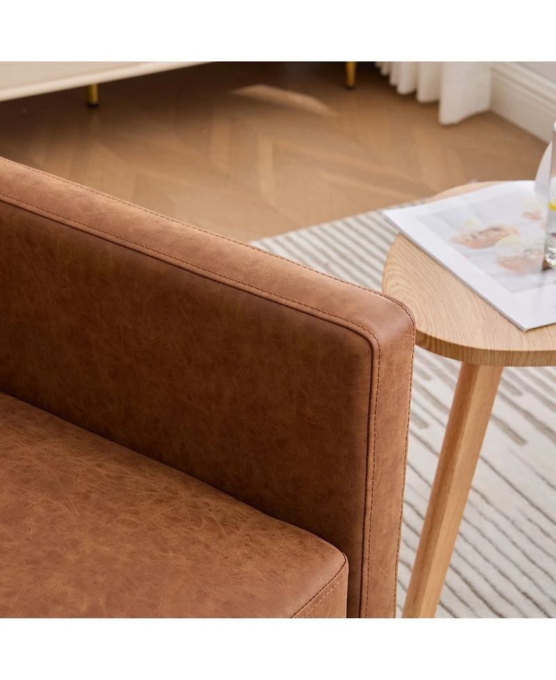 Streamdale Furniture Streamdale 30.7" Swivel Accent Chair - Brown Pu