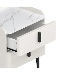 Streamdale Furniture Streamdale Gray Nightstand with Marble Top & 2 Drawers