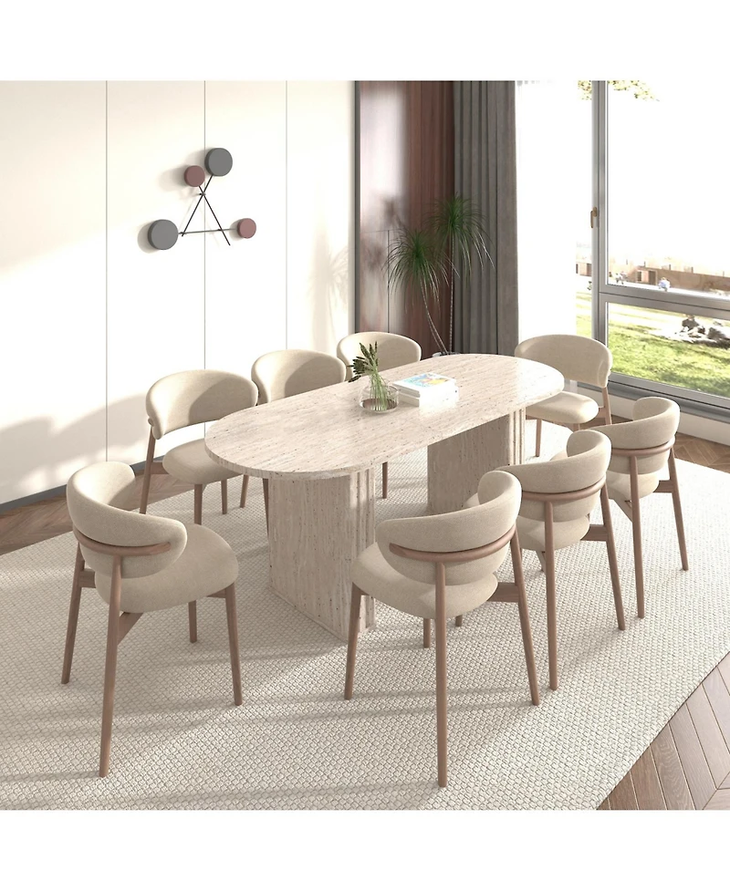 Streamdale Furniture Extendable Oval Dining Table (4-8 People) - Travertine Inspired