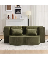 Streamdale Furniture Streamdale Queen Chenille Foldable Sofa Bed - Convertible Futon Couch