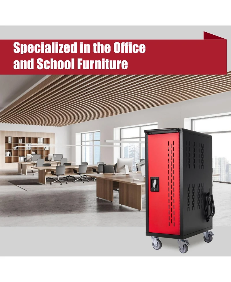 Streamdale Furniture 16 Bay Mobile Charging Cart for Chromebook/Tablet/Laptop.