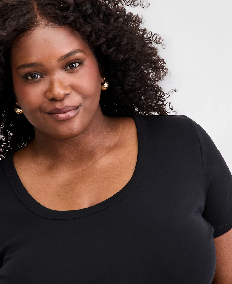 On 34th Trendy Plus Scoop Neck Short-Sleeve T-Shirt, Macy's Exclusive
