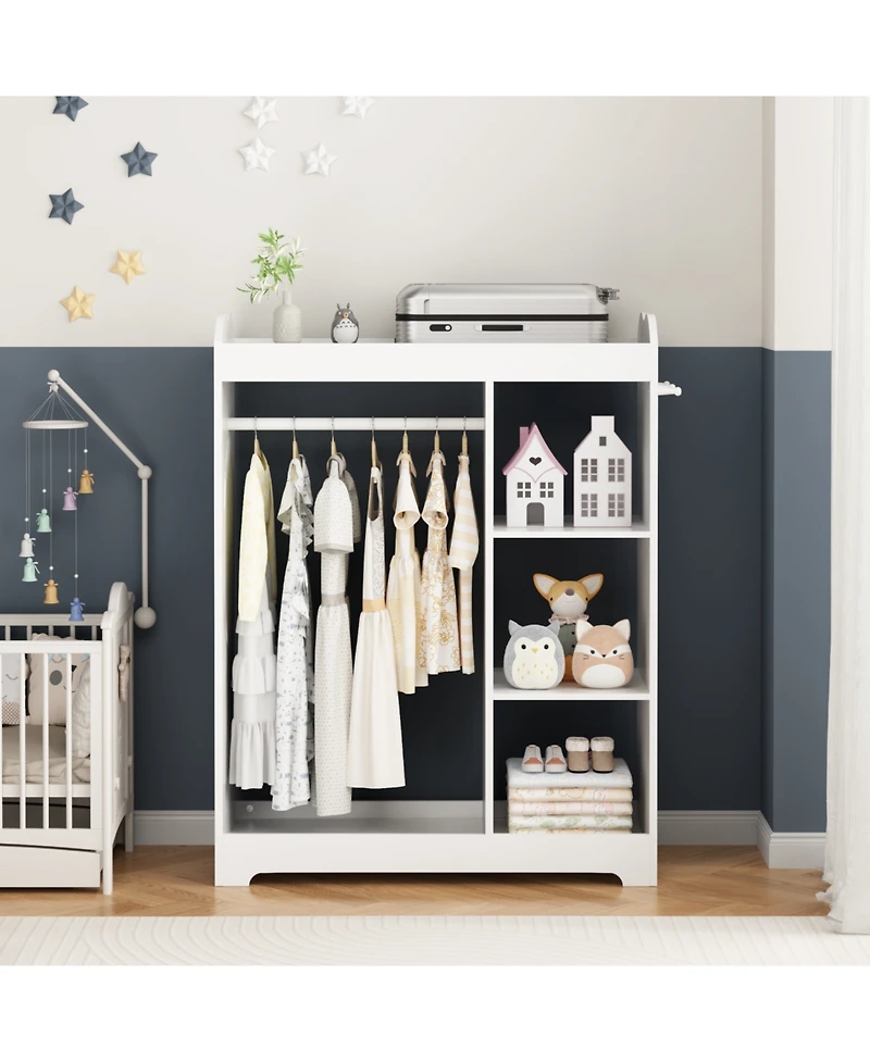 Streamdale Furniture + 1 Pc. + Wood + Mirror, Rack, Hooks & Shelves + Kids Dress Up Storage