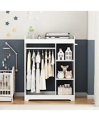 Streamdale Furniture + 1 Pc. + Wood + Mirror, Rack, Hooks & Shelves + Kids Dress Up Storage