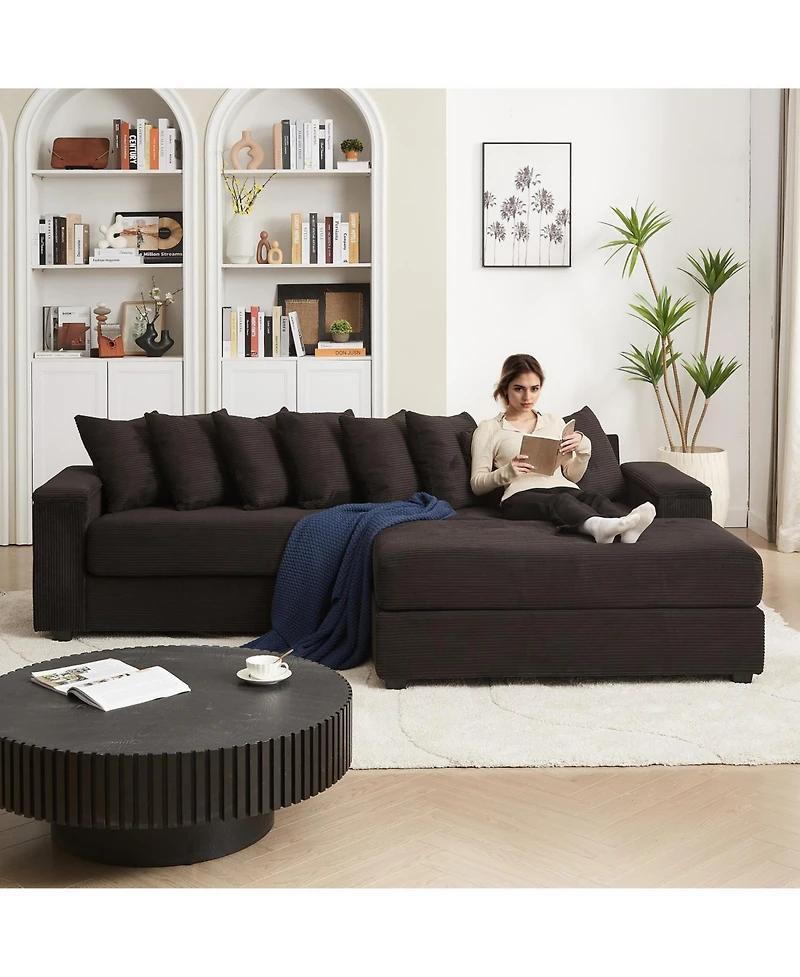 Streamdale Furniture Streamdale Corduroy L-Shaped Sectional Sofa with Chaise & Storage