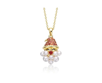 GiGiGirl Teens 14K Gold Plated Pearl Cz Whimsical Santa Pendant Necklace
