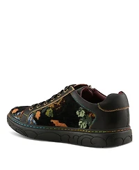 L'Artiste Danli-Fab Fashion Sneakers | Leather & Tapestry Print Lace-Up With Side Zipper