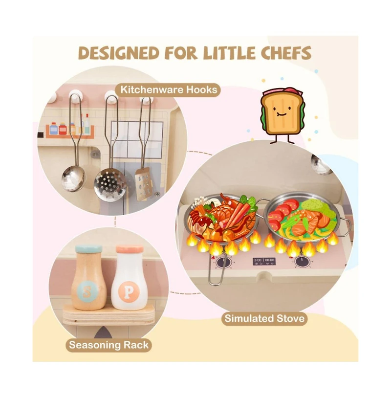 Kids Wall Mounted Sensory Activity Train with Five Skill Building Play Stations