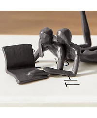 Danya B Brown Cast Iron Abstract Couple Reading Book Together Sculpture