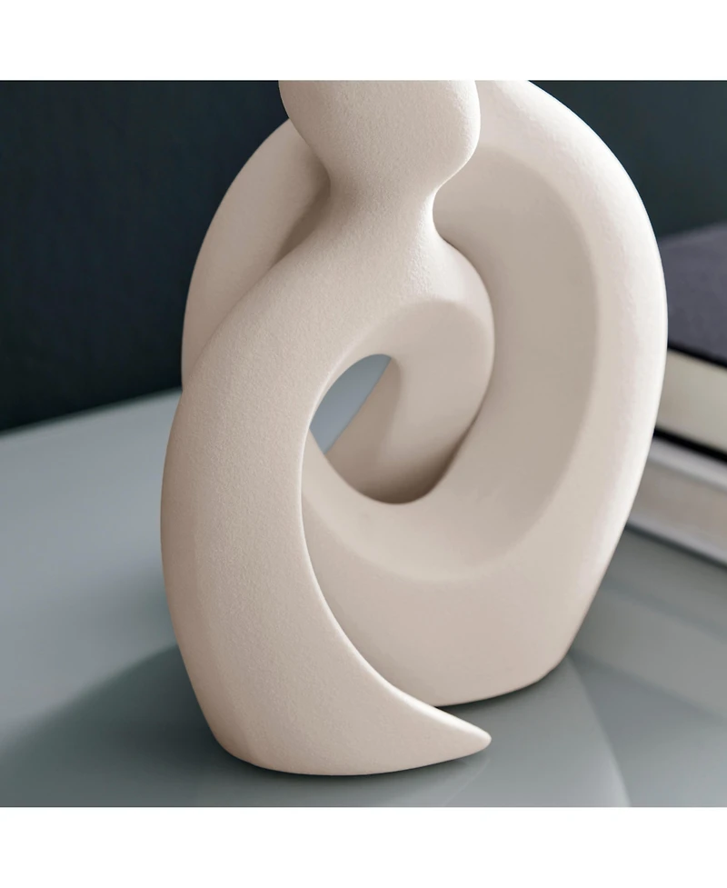 Danya B Hans White Intersecting Circle Tender Couple Matte Ceramic Sculpture