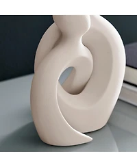 Danya B Hans White Intersecting Circle Tender Couple Matte Ceramic Sculpture