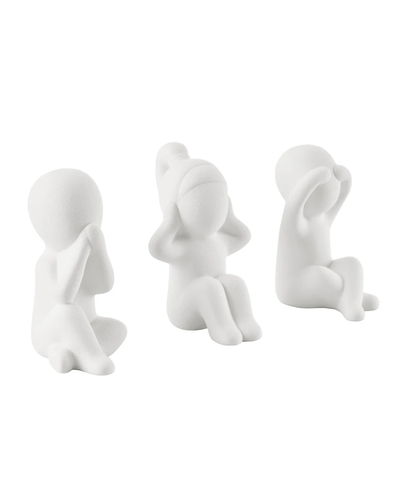 Danya B Hans White Abstract Three Wise Children Matte Ceramic Sculpture Set