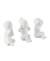 Danya B Hans White Abstract Three Wise Children Matte Ceramic Sculpture Set