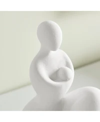 Danya B Hans White Abstract Mother Embracing Child Matte Ceramic Sculpture