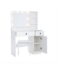 Streamdale Furniture Streamdale Vanity Desk with Adjustable Lights, Drawers & Storage