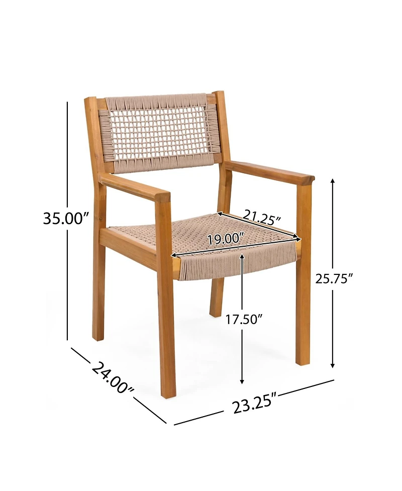 Streamdale Furniture Teak and Rope Dining Chairs (Set of 2) Sleek and Durable for Indoor or Outdoor Use