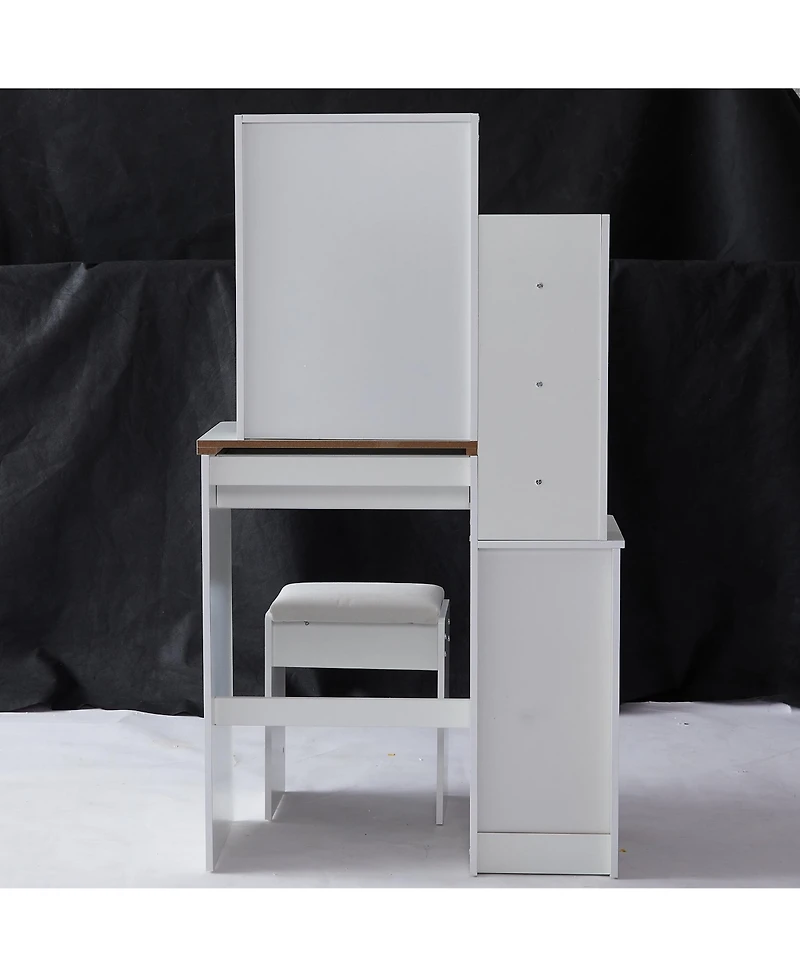 Streamdale Furniture Compact Vanity Set Sliding Mirror, Storage Drawer, Cushioned Stool, Epa/Gcc/Ul Certified