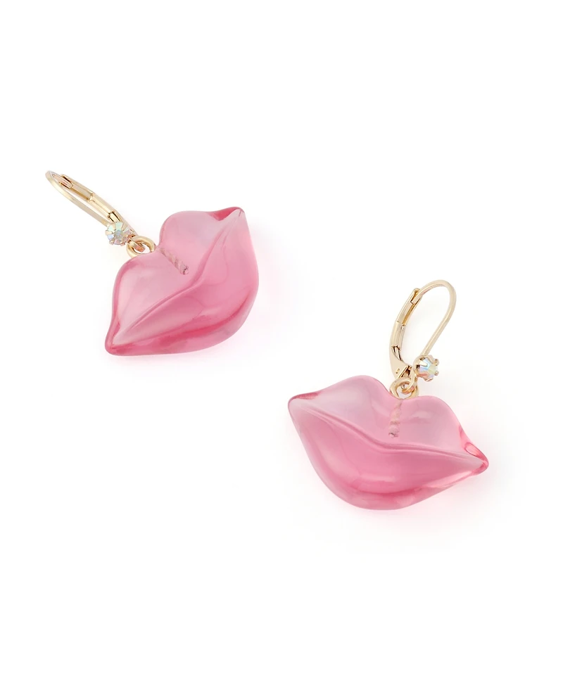 Betsey Johnson Faux Stone Sweetheart Lips Drop Earrings