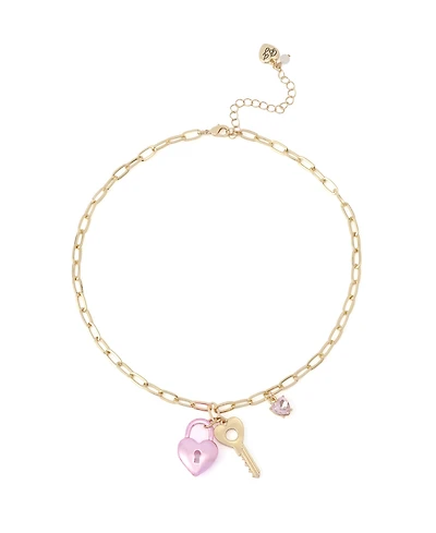 Betsey Johnson Faux Stone Sweetheart Lock Key Pendant Necklace