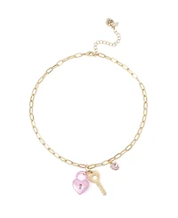 Betsey Johnson Faux Stone Sweetheart Lock Key Pendant Necklace