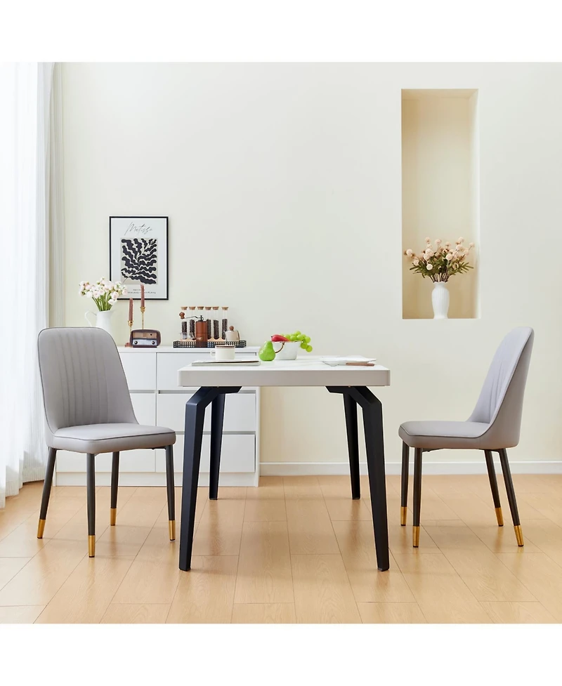 Streamdale Furniture Grey Dining Chairs (Set of 2) - Cushioned, Modern Kitchen/Living Room