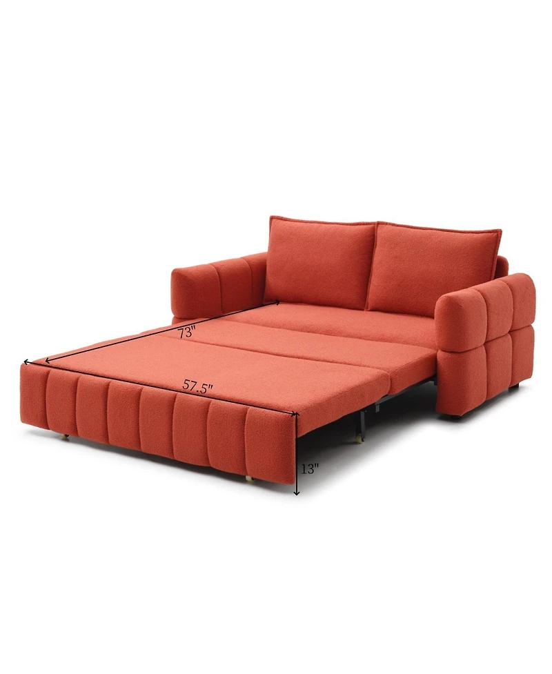 Streamdale Furniture Streamdale Sleeper Sofa Bed with Teddy Chaise - Orange