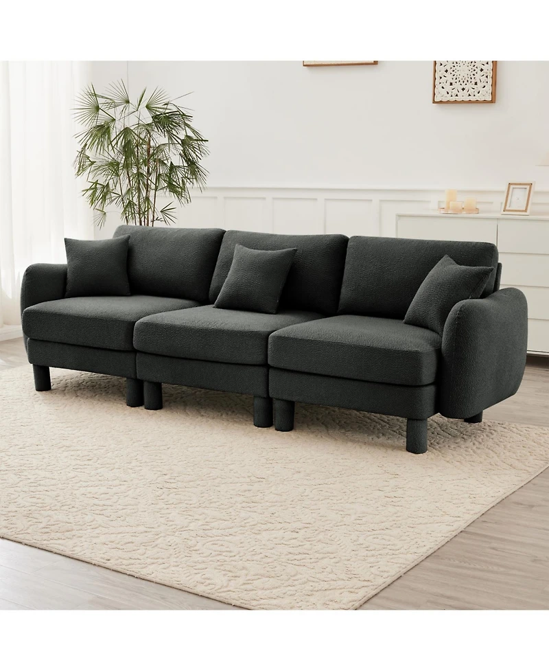 Streamdale Furniture Boucle 3-Seater Sofa with Shell Armrests