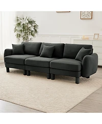 Streamdale Furniture Boucle 3-Seater Sofa with Shell Armrests