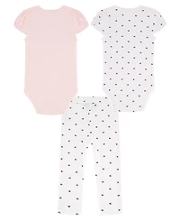 Tommy Hilfiger Baby Girls' Flag Heart Print Bodysuits and Leggings, 3-Piece Set