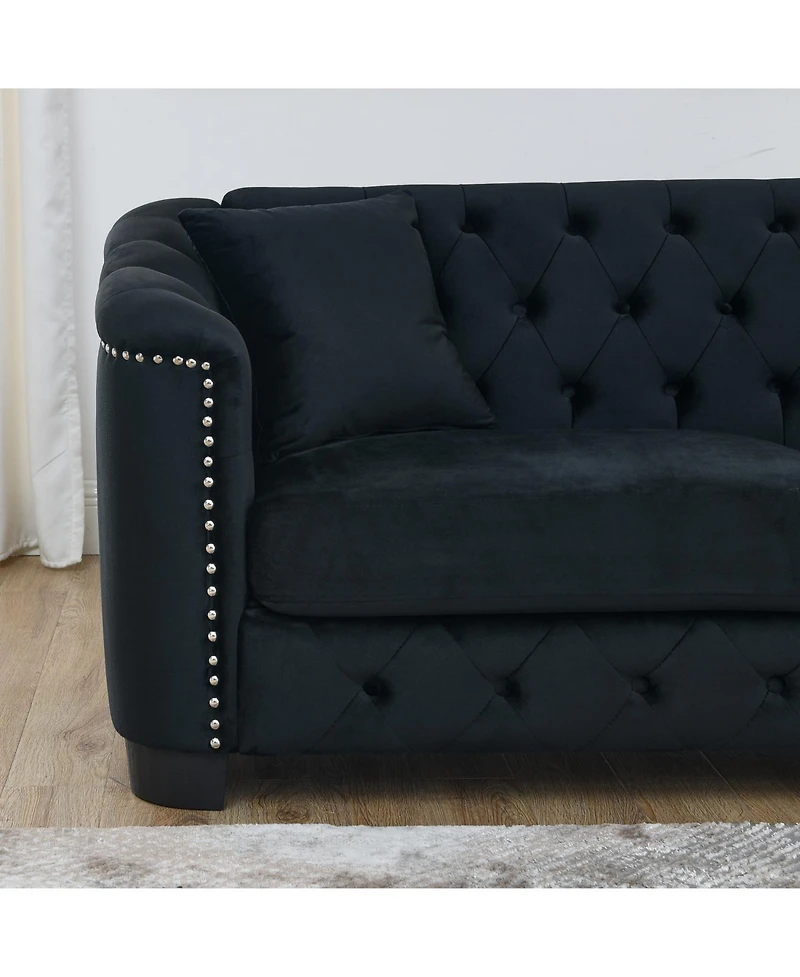 Streamdale Furniture Streamdale 3-seater + 3-seater Combination sofa.Velvet black