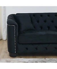 Streamdale Furniture Streamdale 3-seater + 3-seater Combination sofa.Velvet black