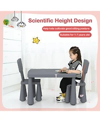 Gymax Kids Table & 2 Chairs Set Toddler Activity Play Dining Study Desk