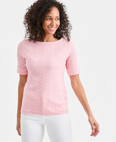 Style & Co Petite Boat Neck Short-Sleeve Top, Macy's Exclusive