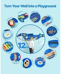 Mecale Orca Activity Wall Busy Board, Montessori Sensory Wall Panel with 12 Activities for Kids Ages 3–12, Learning Play Center