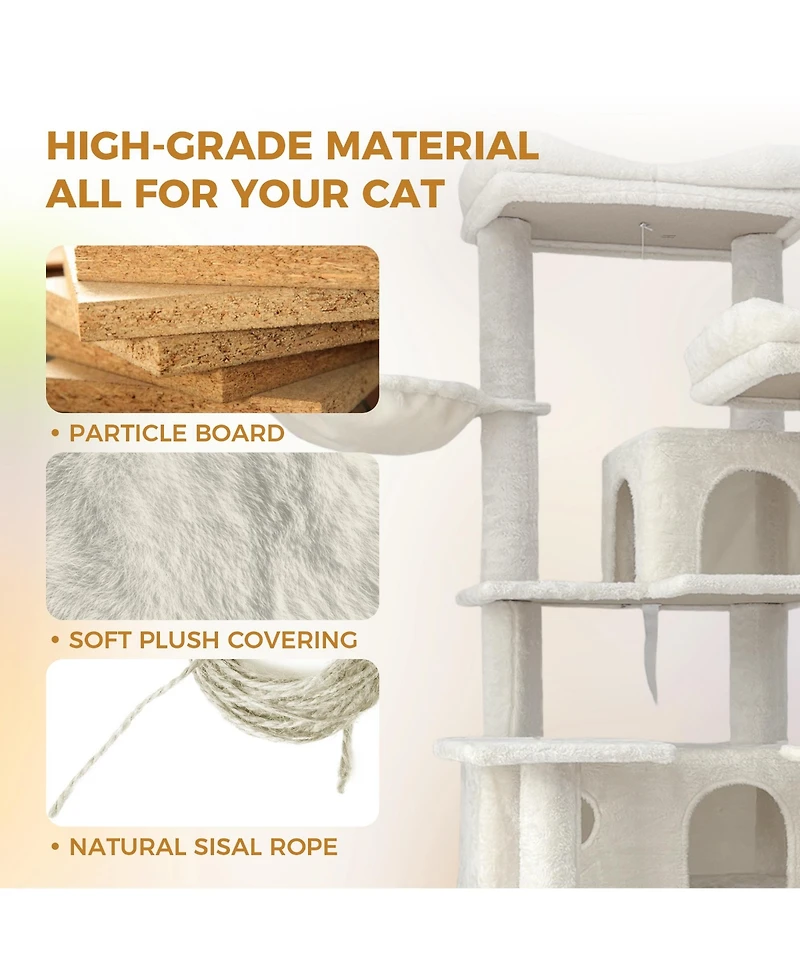 Zeus & Ruta 68 Green Multi Level Cat Tree Hammocks Hanging Basket Cave Removable Cushion