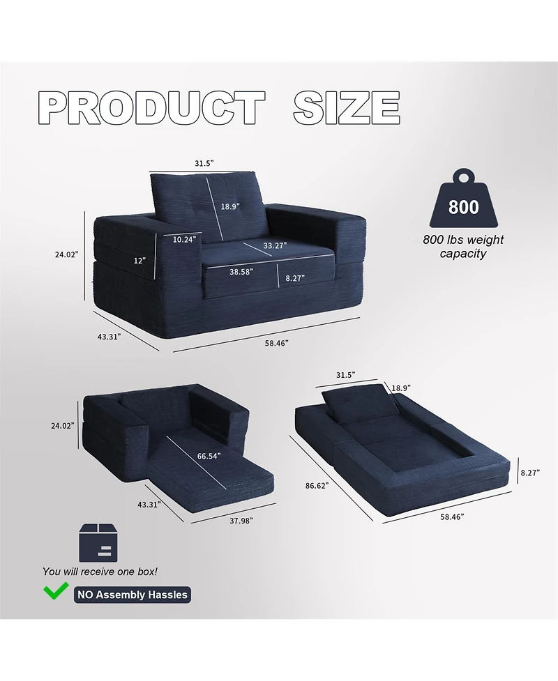 Aostirmotor Compression Dog Sofa Bed Modern Floor Couch With Pillow for Living Room Bedroom