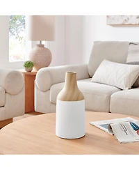 Danya B Nora Kanna Bottle Two Tone Tabletop Vase - White and Beech