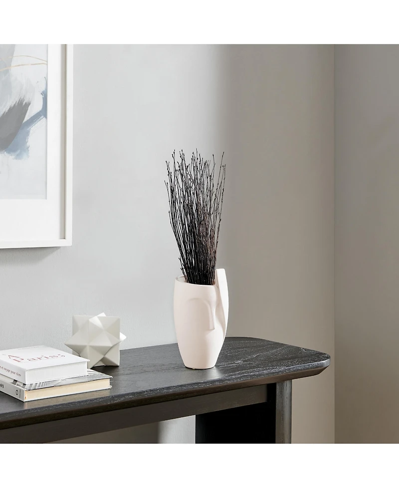 Danya B Hans Ansit White Abstract Face Matte Ceramic Sculpture Planter Vase