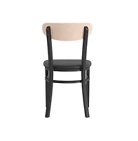 Emma+Oliver Yara Industrial Dining Chair with Rolled Steel Frame and Solid Wood Seat - 500 lbs. Static Weight Capacity