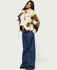 Edikted Women's Rayan Cow Print Faux Fur Jacket