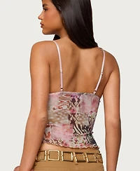 Edikted Womens Mixed Animal Print Mesh Tank Top