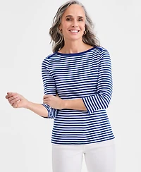 Style & Co Women's Printed Pima Cotton 3/4-Sleeve Top, Exclusively at Macy's
