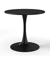 5-Piece Outdoor Indoor Round Metal Dining Table Set And Stackable Resin Patio Side Chairs