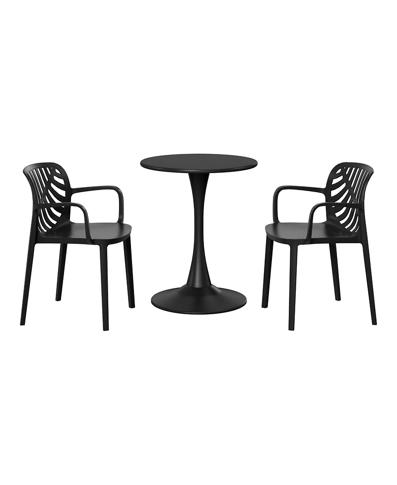 WestinTrends 3-Piece Outdoor Indoor Metal Patio Dining Table Set With Stackable Chairs