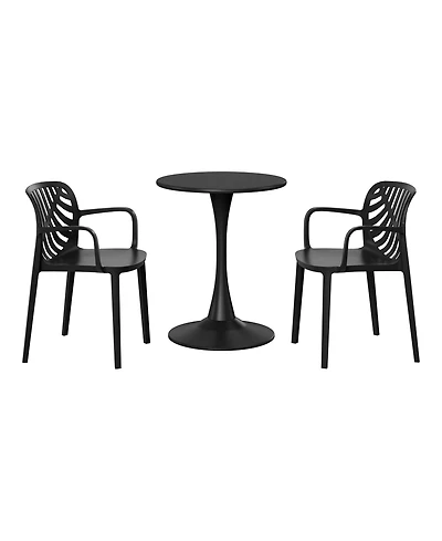 WestinTrends 3-Piece Outdoor Indoor Metal Patio Dining Table Set With Stackable Chairs