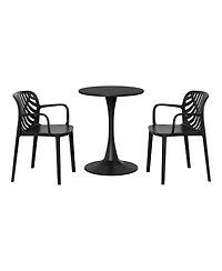WestinTrends 3-Piece Outdoor Indoor Metal Patio Dining Table Set With Stackable Chairs