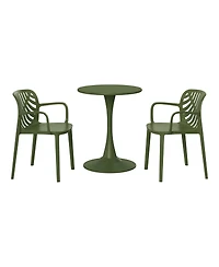 WestinTrends 3-Piece Indoor Outdoor Metal Patio Dining Table Set With Stackable Patio Chairs